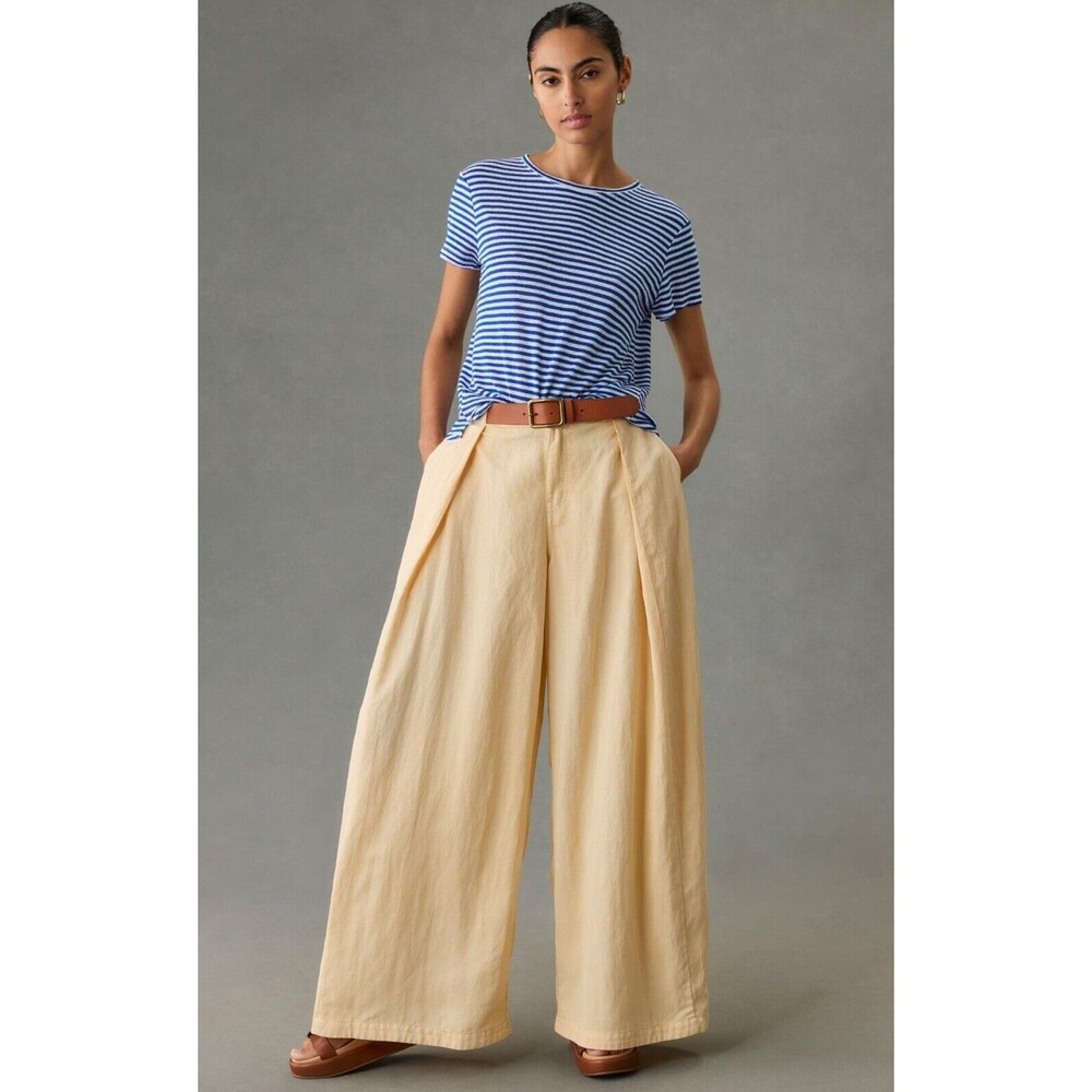 Anthropologie Pilcro Pants Pleated Women Peach Wide Leg Balloon Trousers 32 New